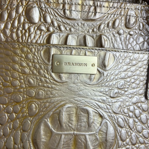 Brahmin Gold Embossed Crocodile Large Leather Bag Small Keychain Wallet Dust Bag - Picture 15 of 15